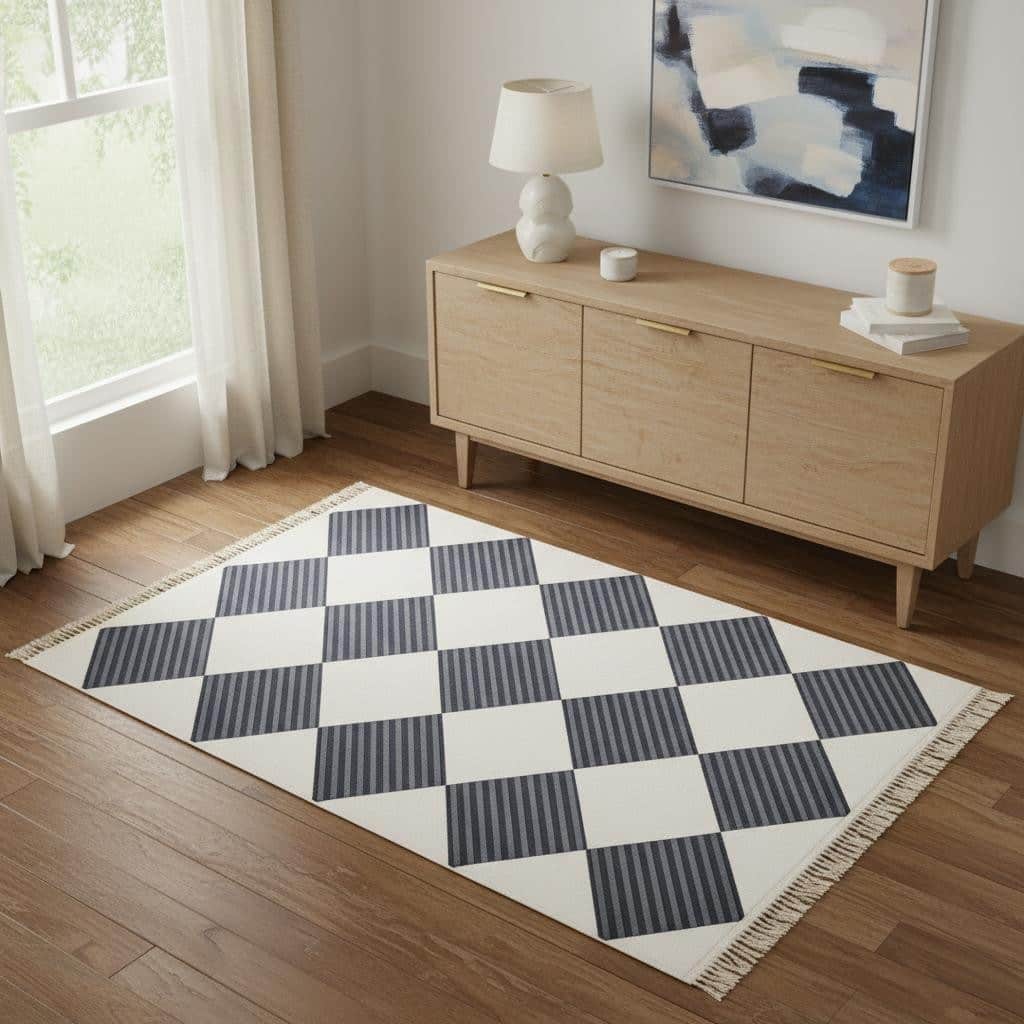 HomeRoots Geometric Modern, Contemporary Rectangle Area Rug - 4' X 6'