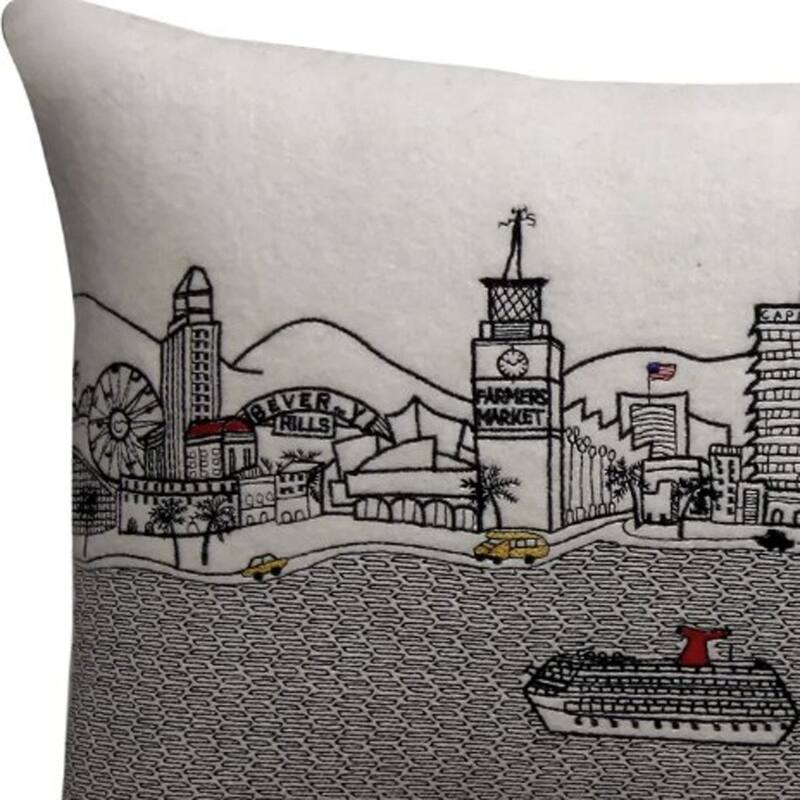 HomeRoots 25" White Los Angeles Daylight Skyline Lumbar Decorative Pillow