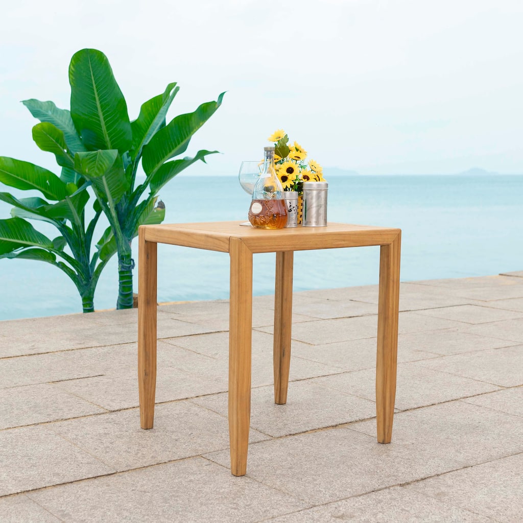 SAFAVIEH Couture Samoa Brazilian Teak Patio Accent Table - 22"W x 22"D x 24"H