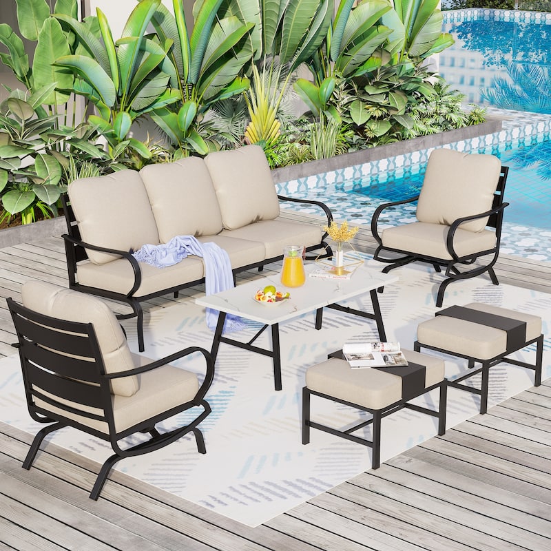 MAISON ARTS 5/7/9-Seat Patio Conversation Set, Outdoor Sofa Set with Single Sofa Chairs, 3-Seater Sofa, Ottoman and Coffee Table