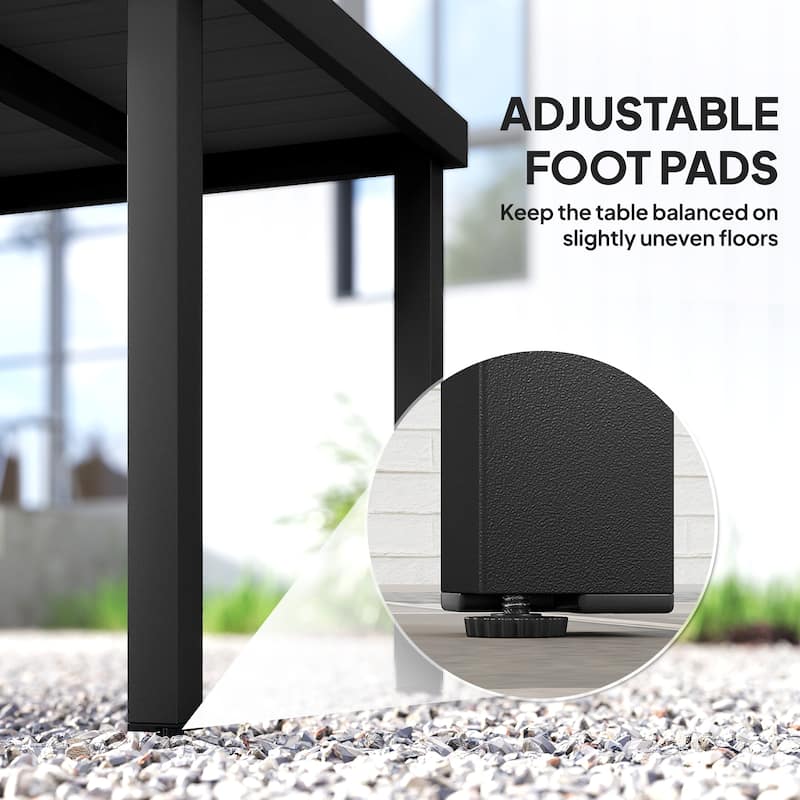 Outsunny Patio Dining Table for 4, Rectangular Aluminum Outdoor Table for Garden Lawn Backyard, Black