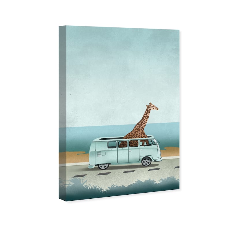 Wynwood Studio Canvas Animals Going to Swim Blue and Ochre Bohemian & Eclectic Wall Art Canvas Print