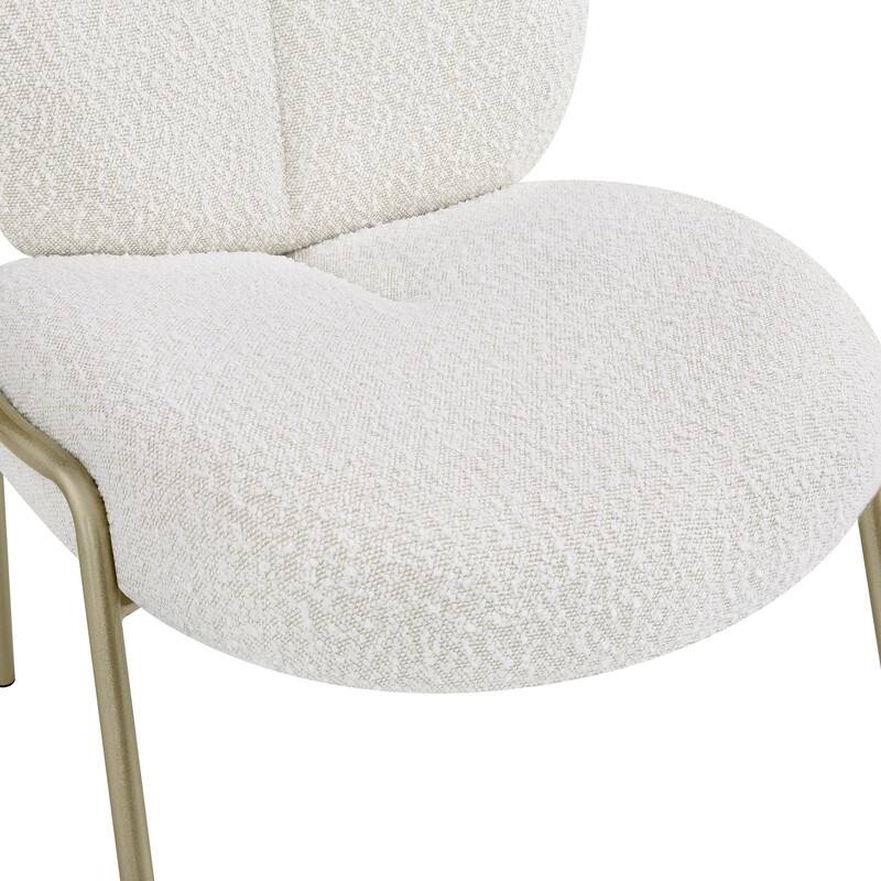 Spruce & Spring Cloud-Shaped Armless Modern Teddy Dining Chair with Champagne Gold Legs