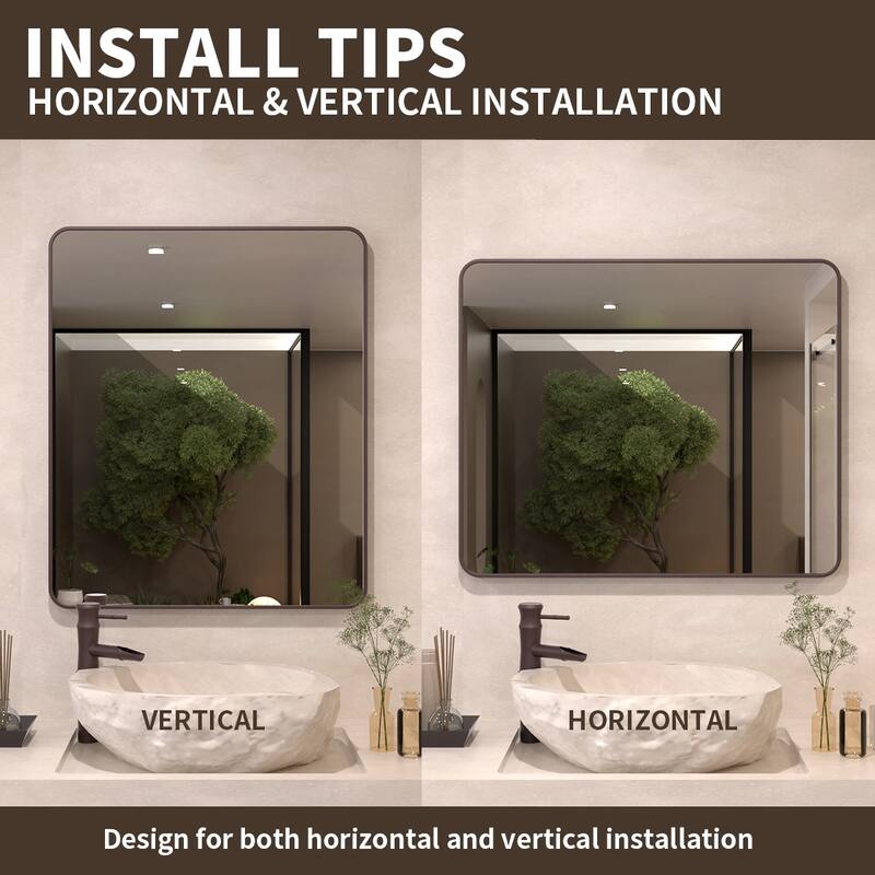 24/30/42/48/60 inch Rectangle Frameless Wall Mounted Bathroom Vanity Mirror
