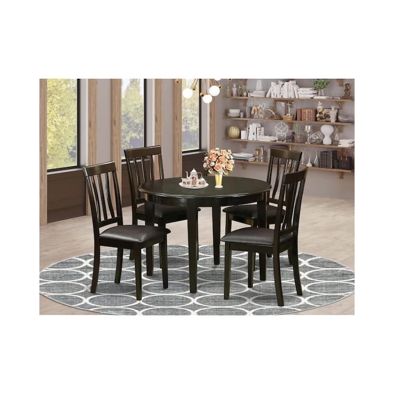 Rustic Round Dining Table Set - Small Kitchen Table with Chairs - Farmhouse Style Table