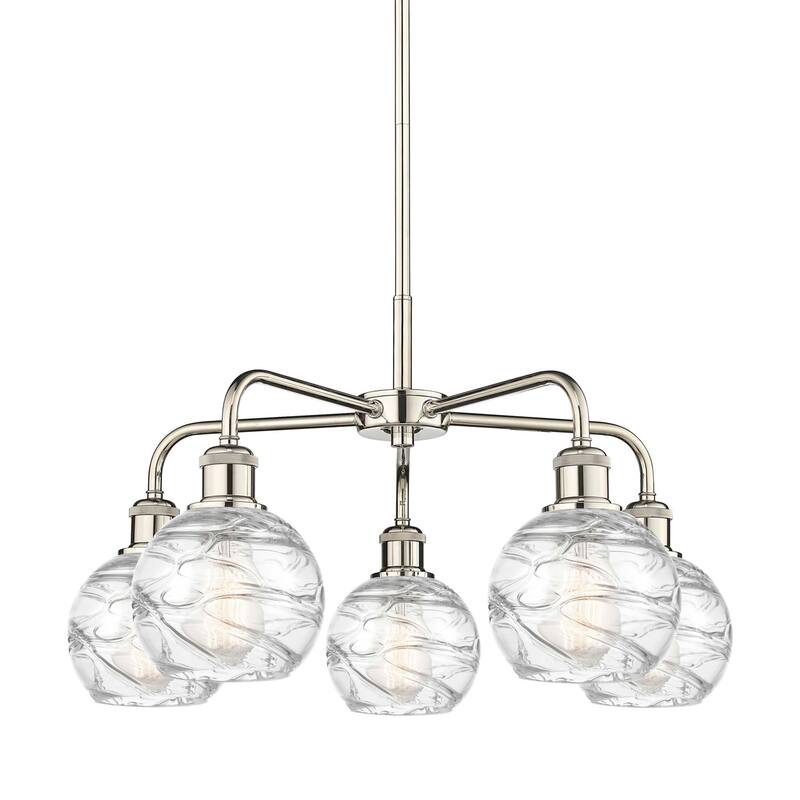 Innovations Lighting 516-5CR-15-24 Athens Deco Swirl Chandelier Athens - Polished Nickel / Clear Deco Swirl