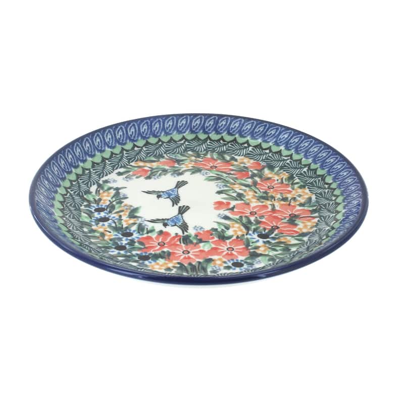 Blue Rose Polish Pottery Ceramika Artystyczna Dessert Plate - Maria