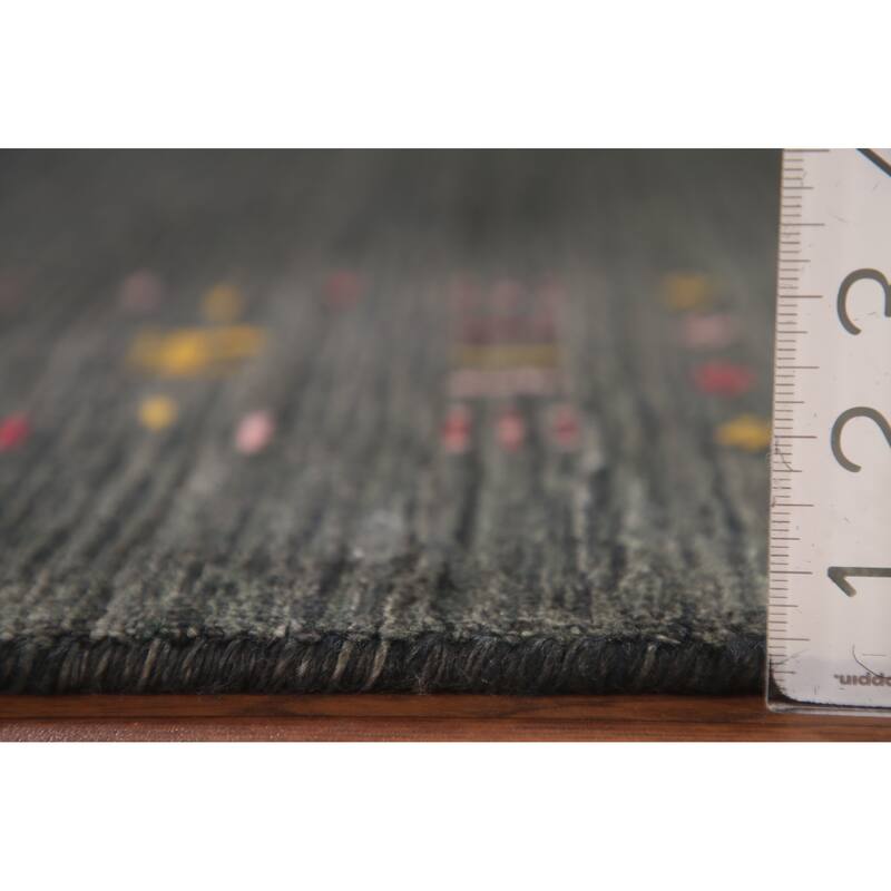 Grey Tribal Gabbeh Oriental Area Rug Handmade Silk Carpet - 6'8" x 9'2"