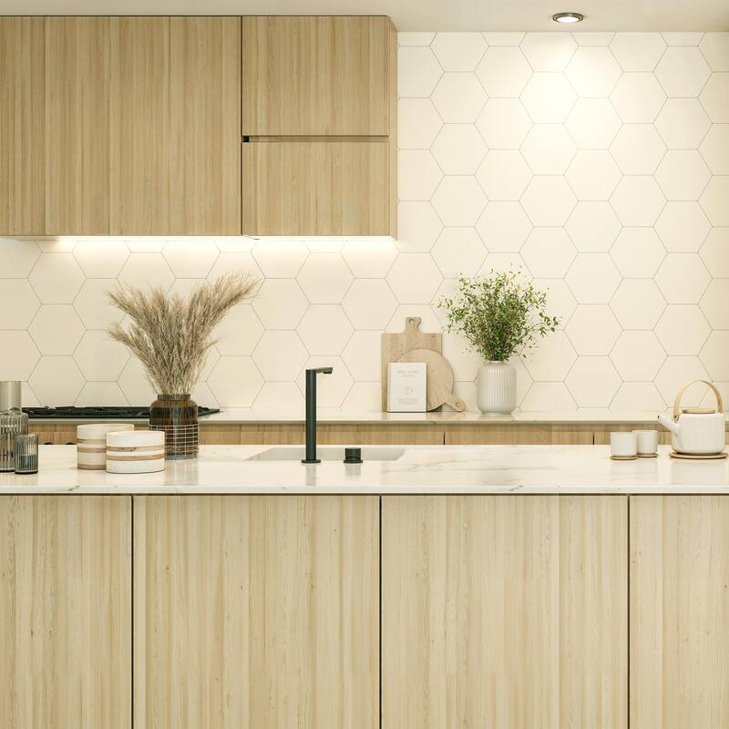 Merola Tile Textile Basic Hex Cotton 8-5/8" x 9-7/8" Porcelain Floor and Wall Tile - Case (25 Tiles)