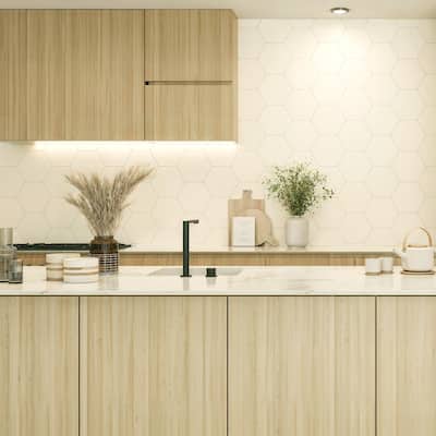Merola Tile Textile Basic Hex Cotton 8-5/8" x 9-7/8" Porcelain Floor and Wall Tile