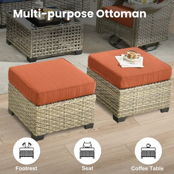 dimension image slide 7 of 8, XIZZI 8-Piece Patio Wicker Furniture Conversation Set with Coffee Table
