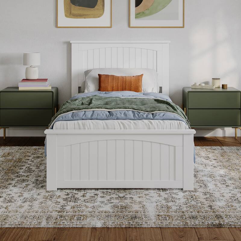 Naples Solid Wood Low Profile Platform Bed with Matching Footboard