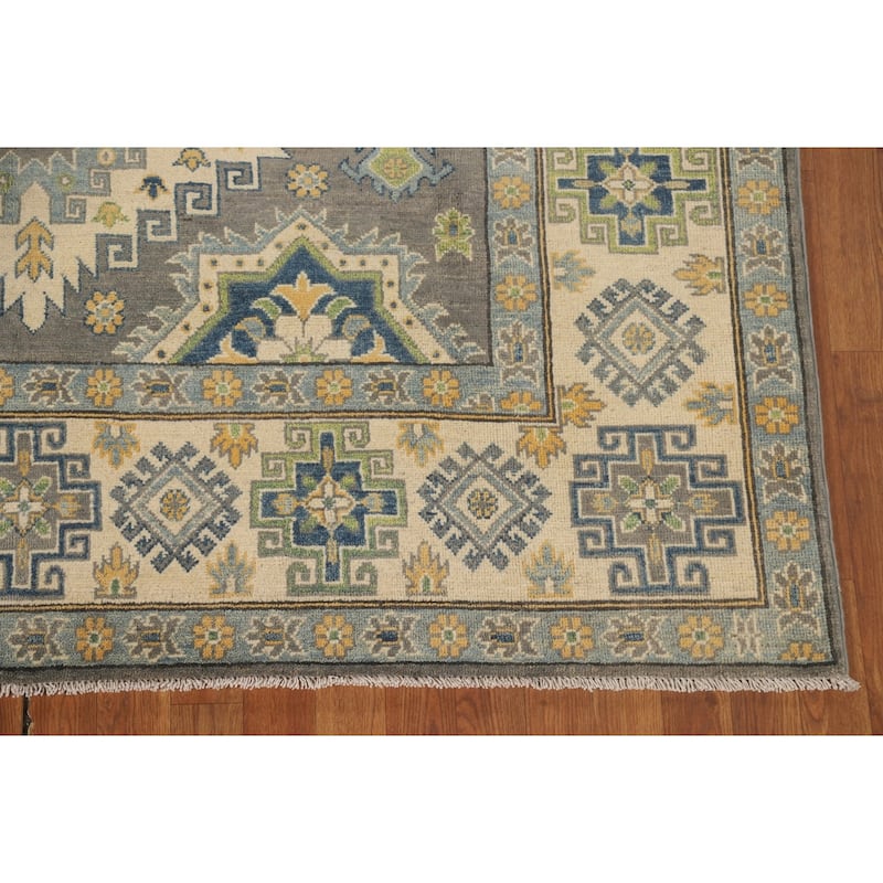 Geometric Kazak Oriental Area Rug Handmade Wool Carpet - 6'5" x 9'9"