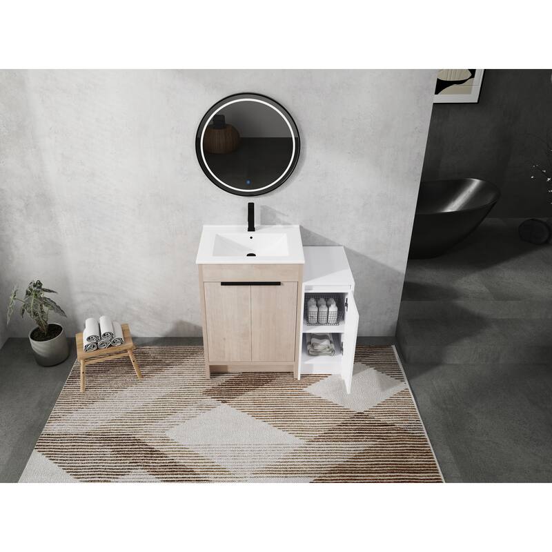 72" Freestanding Bathroom Vanity Set with Adjustable Storage Cabinets, Black Ceramic Sink