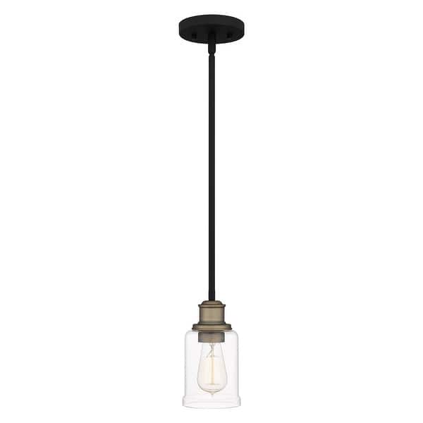 slide 2 of 8, Cox 1-Light Matte Black Mini Pendant with Clear Glass Shade