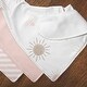 preview thumbnail 5 of 4, Boho Desert Sun Fabric Bandana Baby Bibs 3 Pack Set Blush Pink Mauve Taupe Bohemian Watercolor Mountains Minimalist Geometric