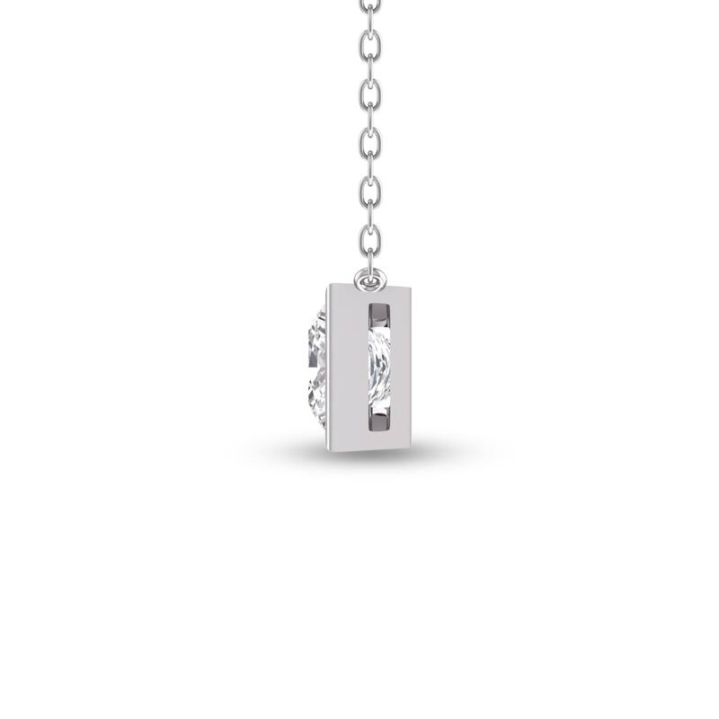 Marquee Lab Grown 3/4 Carat Princess Cut Bezel Set Diamond Solitaire Pendant in 14K White Gold