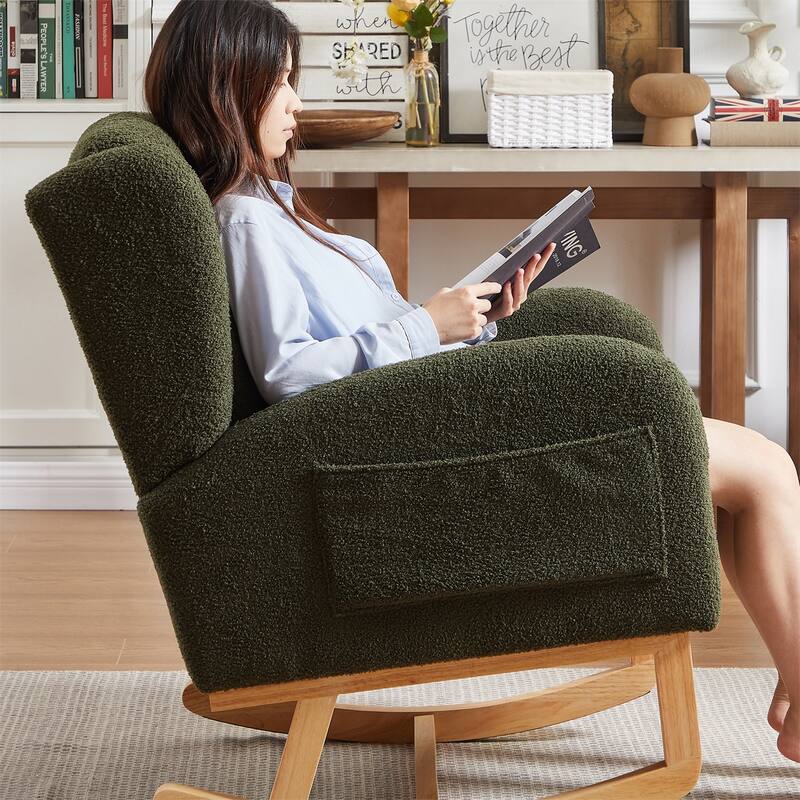 27.2"W Accent High Backrest Lounge Arm Rocking Chair, Two Side Pocket