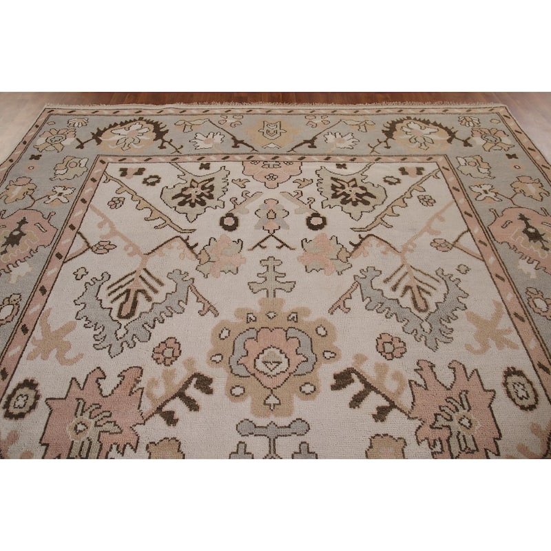 All-Over Oushak Living Room Area Rug Handmade Wool Carpet - 9'0"x 11'9"