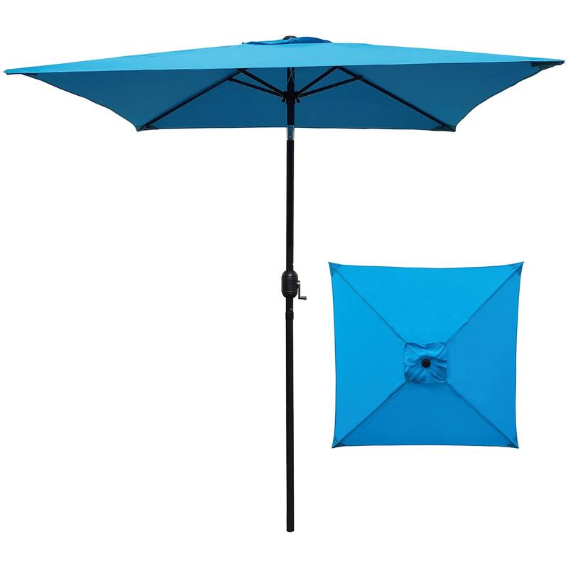 6.5 Square Patio Umbrella with Tilt and 4 Sturdy Ribs , Aqua Color