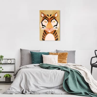 Wynwood Studio Canvas Animals Vibrant Tiger Orange and Dark Orange Modern & Contemporary Wall Art Canvas Print