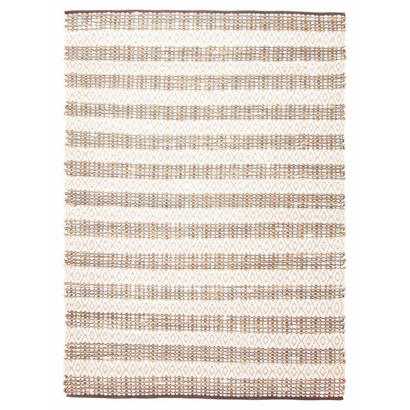 ECARPETGALLERY Flat-Weave Palas Denizli Ivory Jute Kilim - 5'8 x 8'1 - Ivory - 5'8 x 8'1