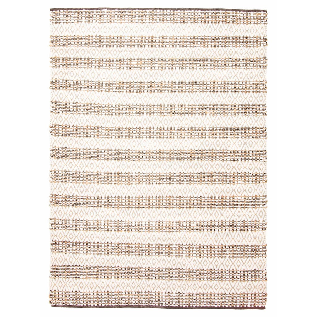 ECARPETGALLERY Flat-Weave Palas Denizli Ivory Jute Kilim - 5'8 x 8'1