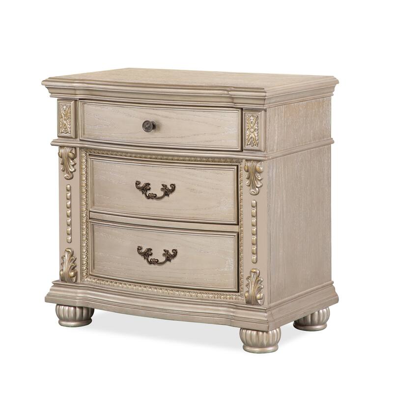 Evelyn Champagne Bedroom Set with Upholstered Headboard