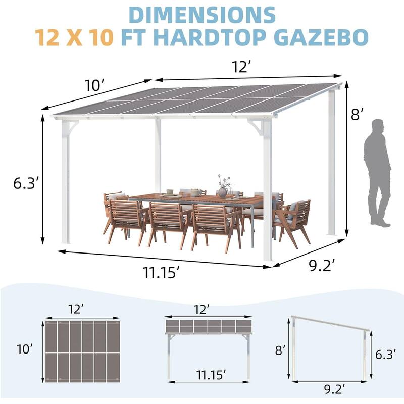 AECOJOY Wall Mounted Gazebos Pergola Gazebo Awnings for Backyard