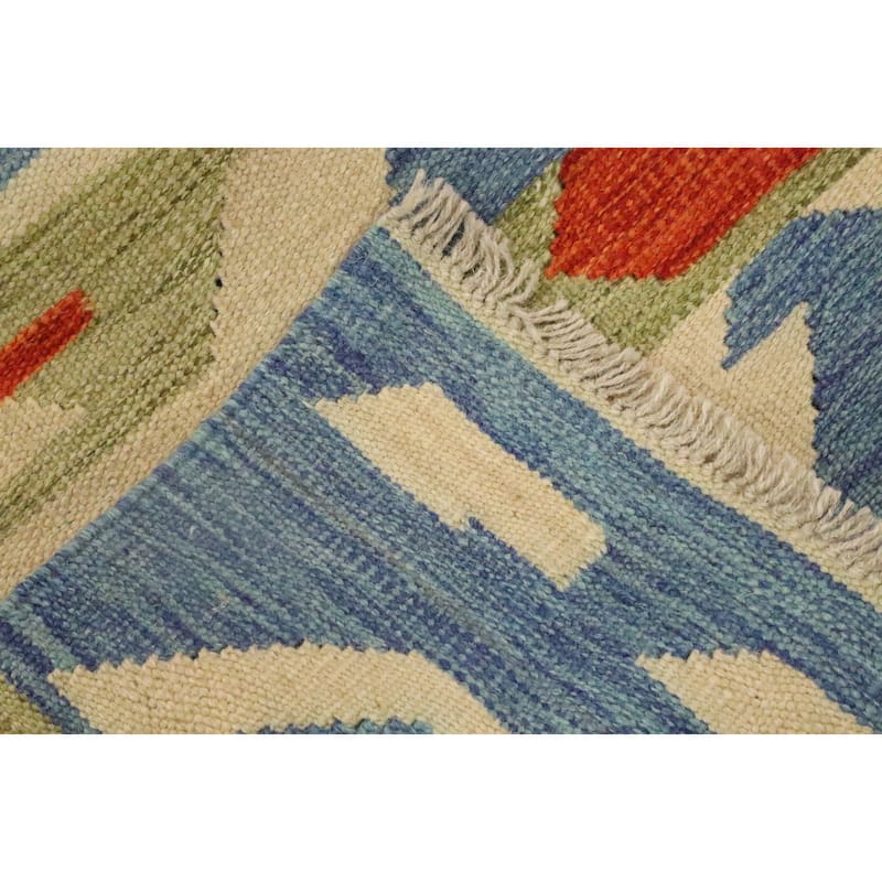 Hand Woven Oriental 100% Wool Carpet Southwestern Modern Multi-Colored Kilim Area Rug - 5' 1'' X 3' 5''