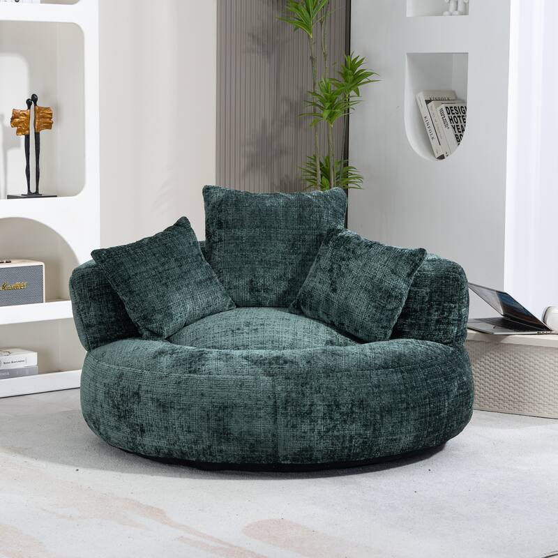 Oversized Chenille Bean Bag Lounge Chair Lazy Sofa with Backrest and Armrests for Bedroom Office Living Room