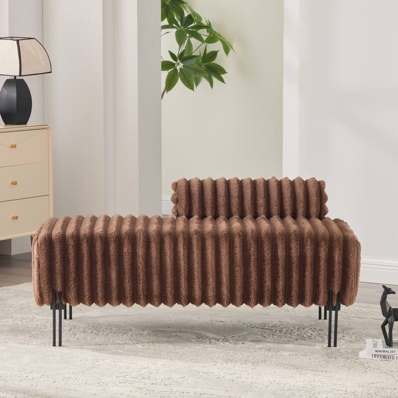 49.6"W Oversized Modern Upholstered Bench Ottoman with Metal Legs