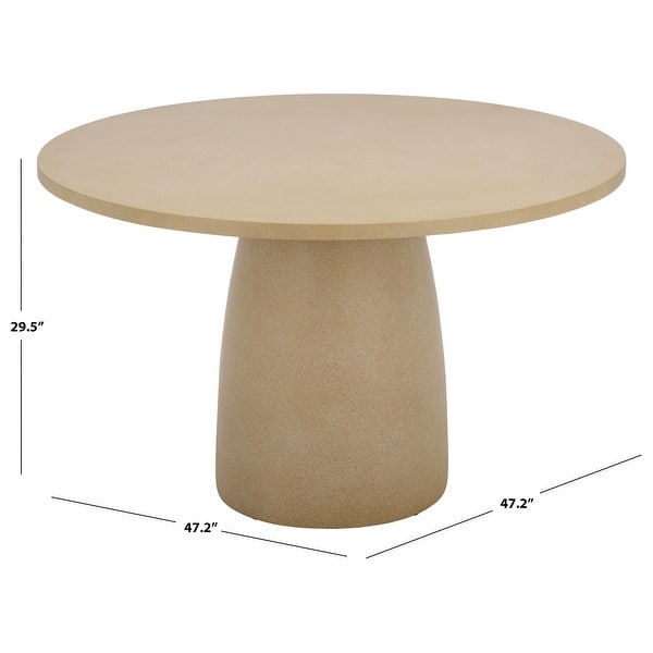 dimension image slide 2 of 4, SAFAVIEH Outdoor Tina 47.2-Inch Round Pedestal Dining Table - 47" W x 47" D x 30" H