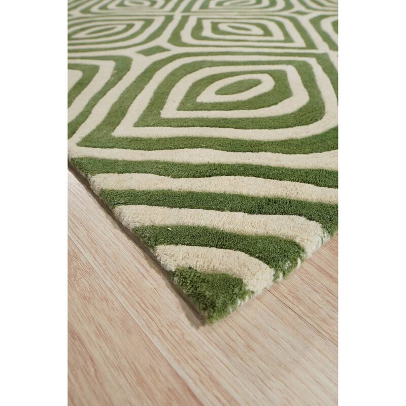 Green Modern Contemporary Tufted Stripes Area Rug - Stylish Elegance and Vibrant Design