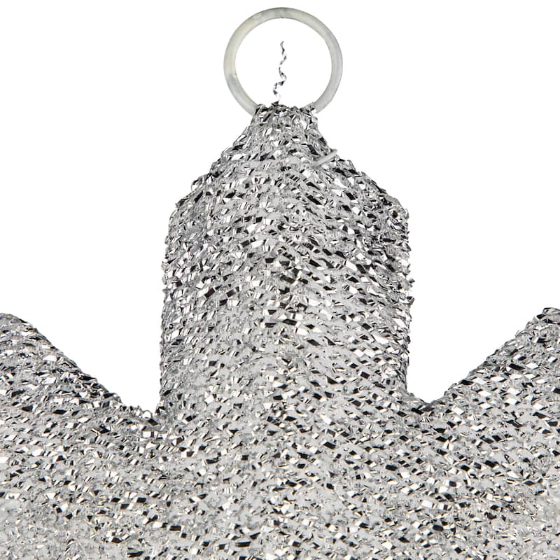 Lighted Tinsel Snowflake Christmas Window Decoration - 20" - Silver - Clear Lights