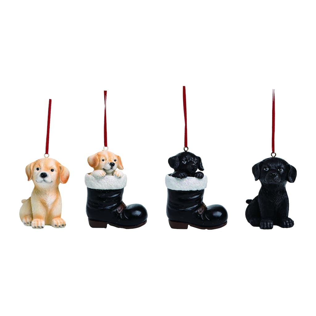 Transpac Resin Dog Ornament Set of 4 Christmas Home Decorations