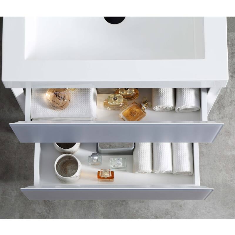 LED Lighted Floating / Wall Huang Vanity with Acrylic Sink and Comfortable Dimmed Vanity Light