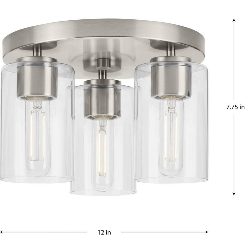Cofield Collection 12 in. Three-Light Brushed Nickel Transitional Flush Mount - 12 in x 12 in x 7.75 in