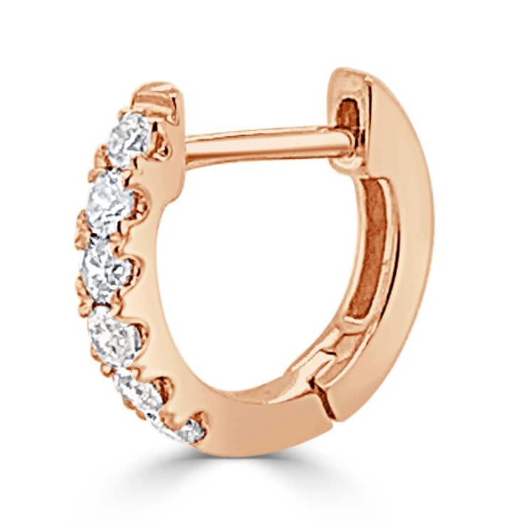 Joelle Collection Half-a-Pair Tiny Huggie Small Hoop Earring 0.09 cttw. 14K Gold - Perfect for Second Hole - 9mm
