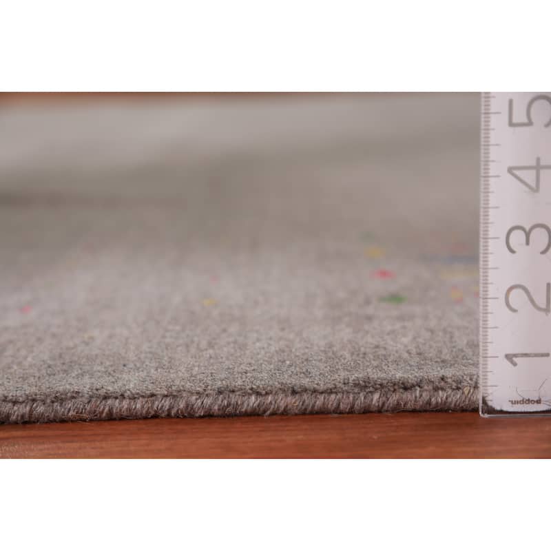 Grey Gabbeh Area Rug Hand-Knotted Wool Carpet - 7'9" x 9'11"