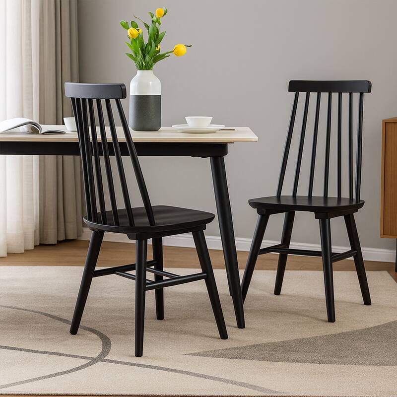 Windsor 17"Wide Spindle Dining Chairs - Set of 2 - Black