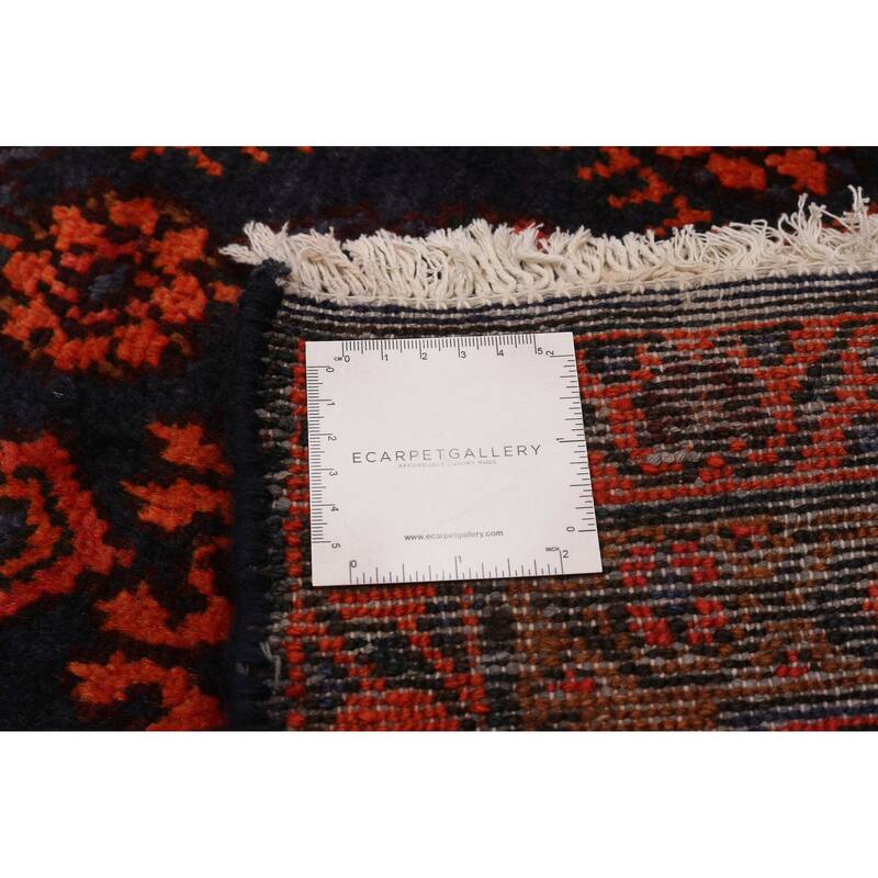 ECARPETGALLERY Hand-knotted Andelz Navy, Orange Wool Rug - 3'9 x 14'0