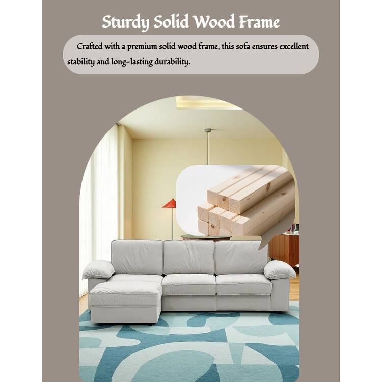 Upholstered L-Shaped Sectional Sofa Couch with Ottoman, Modern Fabric Deep Seat Sofa