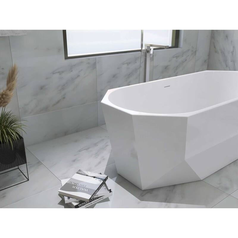 Edward Soaking Diamond Style Bathtub in Glossy White