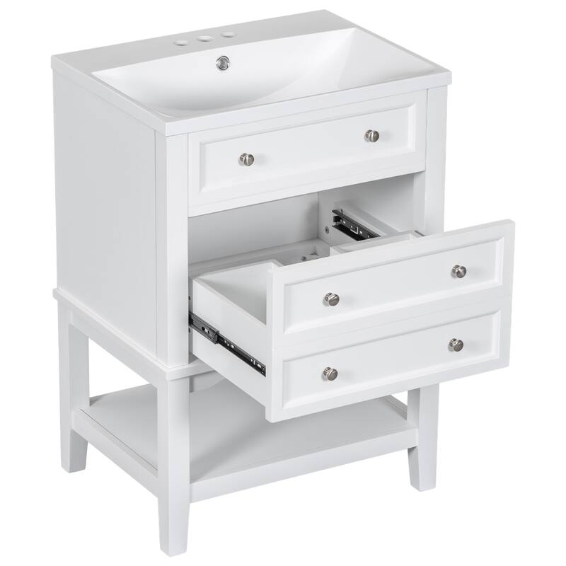 GDFStudio - Oliver Compact Solid-Frame Bathroom Vanity for Practical Everyday Storage - 24"