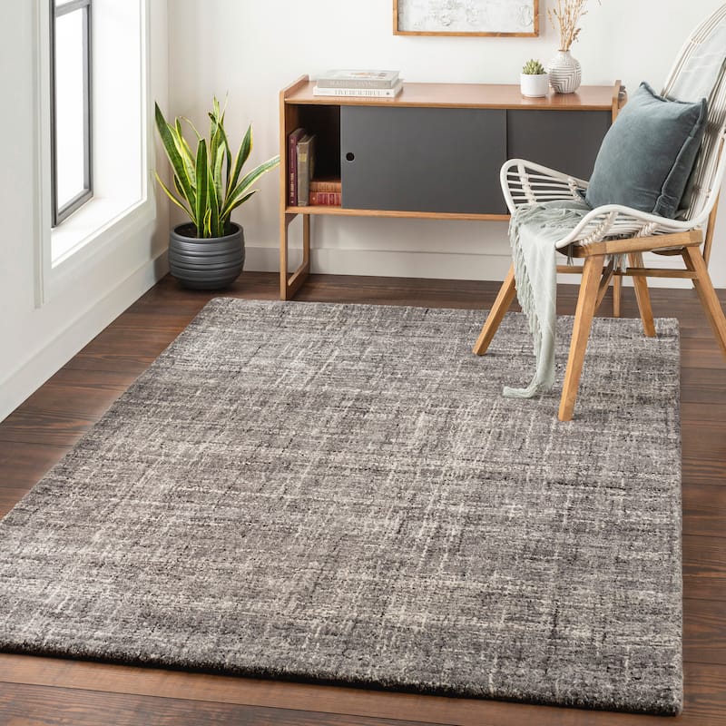 Mangala Handmade Modern Abstract Wool Area Rug - 8' x 10' - Charcoal