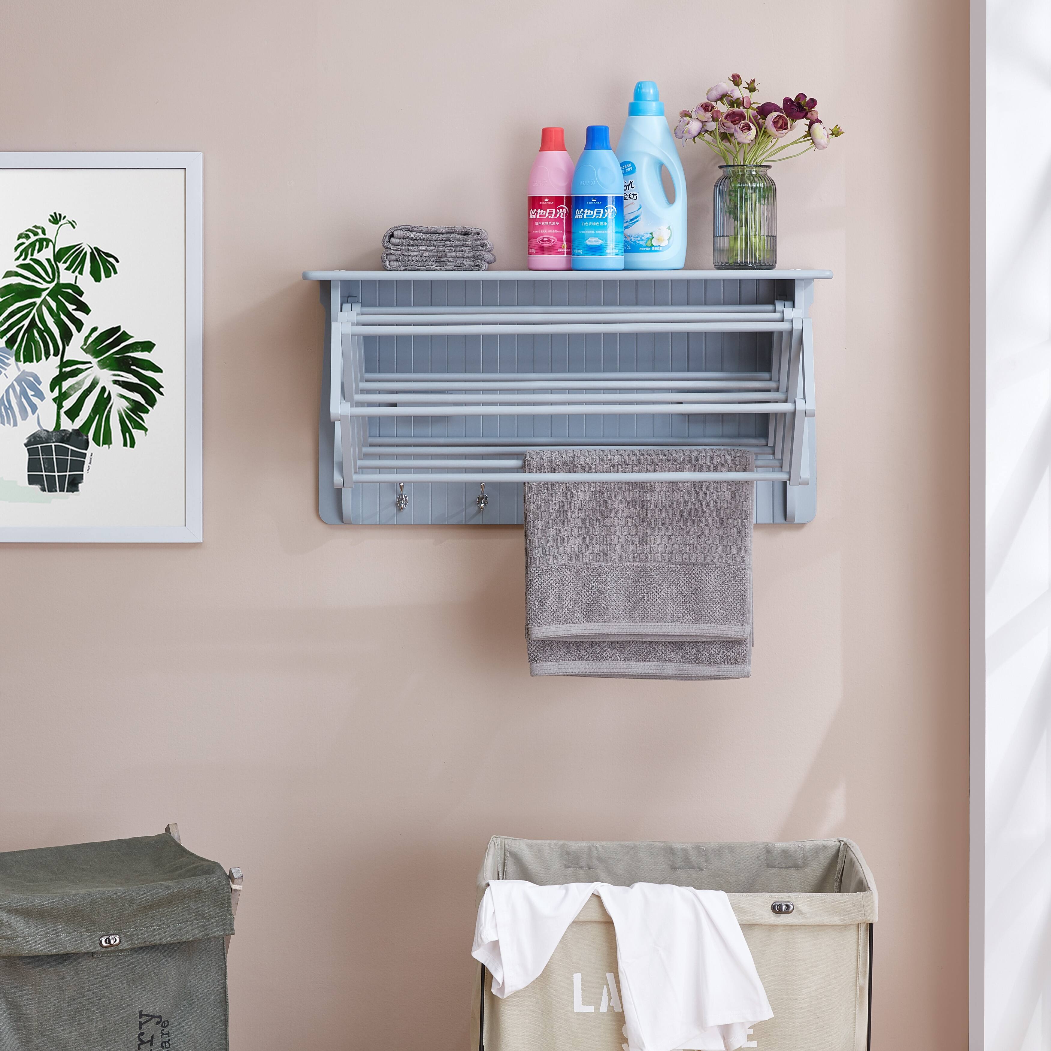 Danya B. Wall Mounted Retractable Accordion Drying Rack Bed Bath
