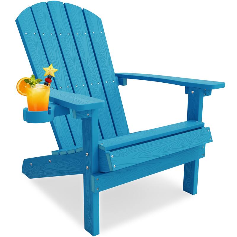 WINSOON All Weather HIPS Outdoor Plastic Adirondack Chairs - Pacific Blue