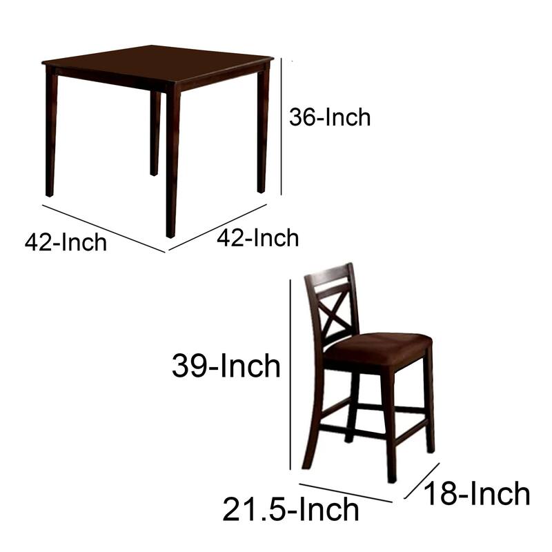 Weston I Dapper Five Counter Table Set, Transitional Style, Espresso