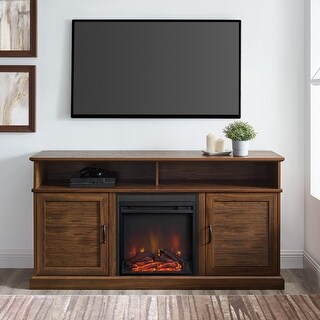 Copper Grove 60-inch Fluted Door Fireplace TV Console (Dark Walnut)